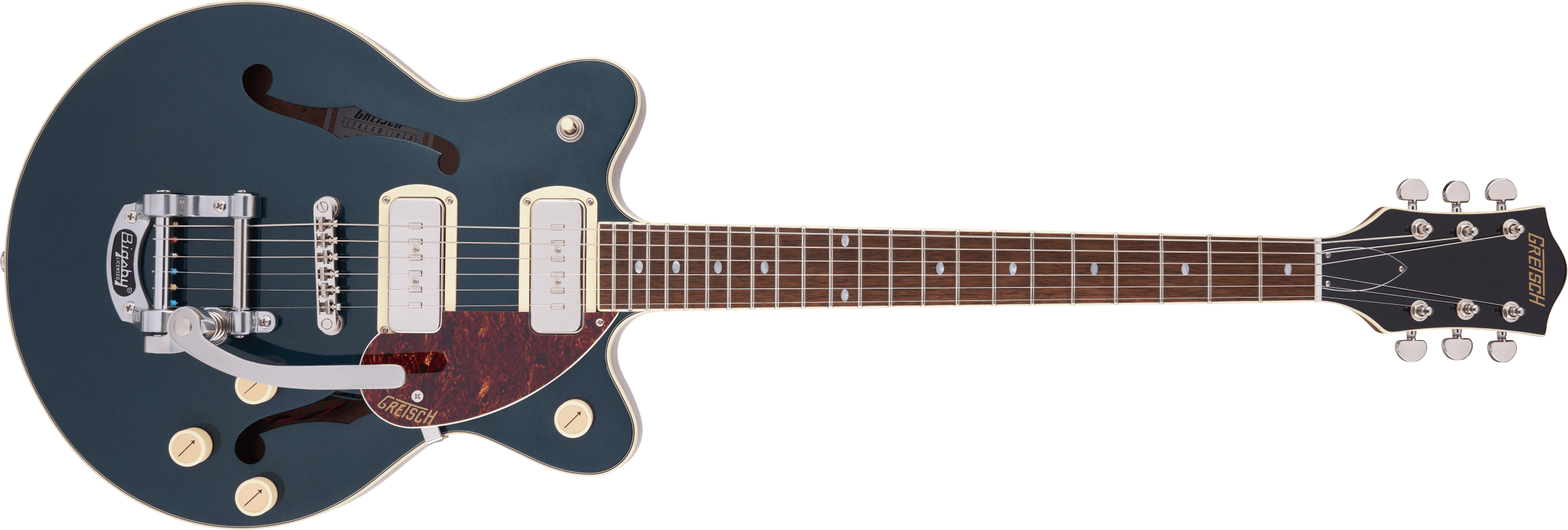 Gretsch G2655T-P90 Streamliner™ Center Block Jr. Double-Cut P90 with Bigsby®, Laurel Fingerboard, Two-Tone Midnight Sapphire and Vintage Mahogany Stain 2807700533