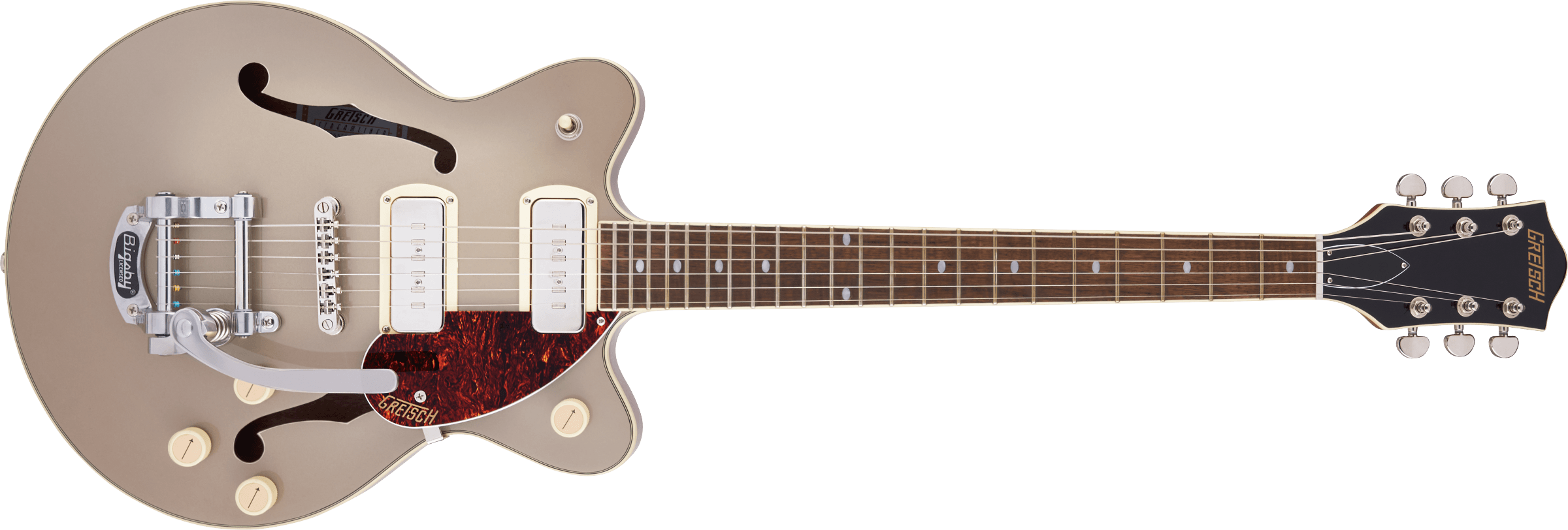 Gretsch G2655T-P90 Streamliner™ Center Block Jr. Double-Cut P90 with Bigsby®, Laurel Fingerboard, Two-Tone Sahara Metallic and Vintage Mahogany Stain 2807700544