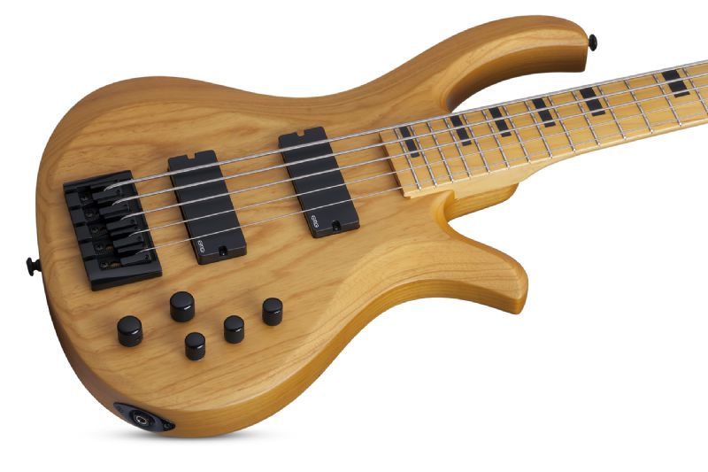 Schecter 5-string Electric Bass with Swamp Ash Body, Maple Neck Maple Fingerboard Active EQ Aged Natural 2853-SHC