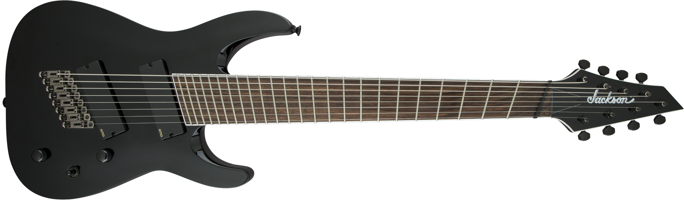 Jackson X Series Soloist Arch Top SLAT8 MS Fan Fret 8 String Multi Scale Gloss Black