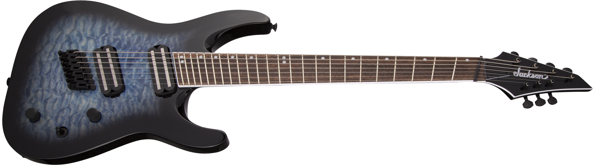 Jackson X Series Soloist Arch Top SLATX7Q MS Laurel Fingerboard Multi-Scale Transparent Blue Burst  2919914586