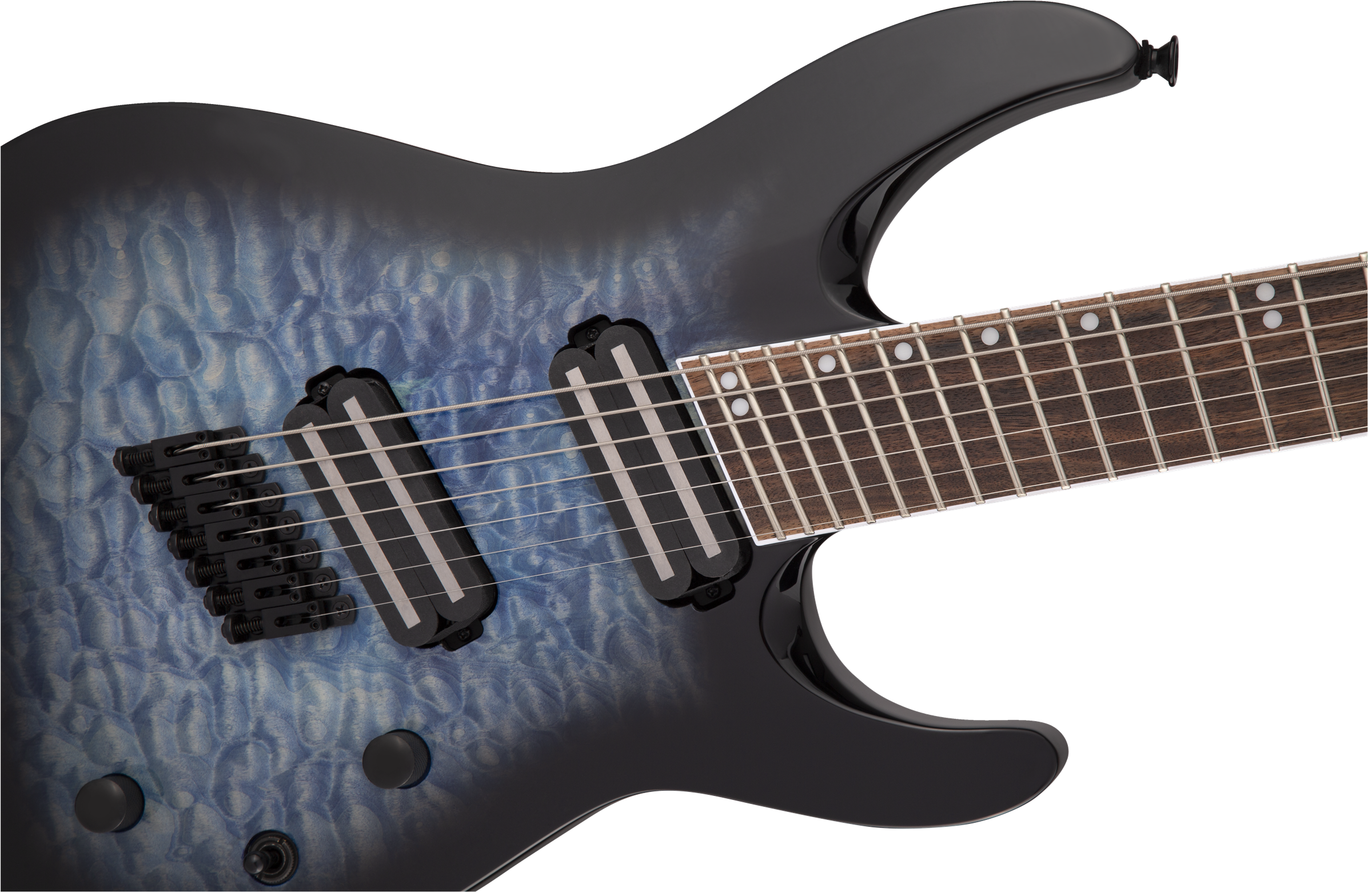 Jackson X Series Soloist Arch Top SLATX7Q MS Laurel Fingerboard Multi-Scale Transparent Blue Burst  2919914586