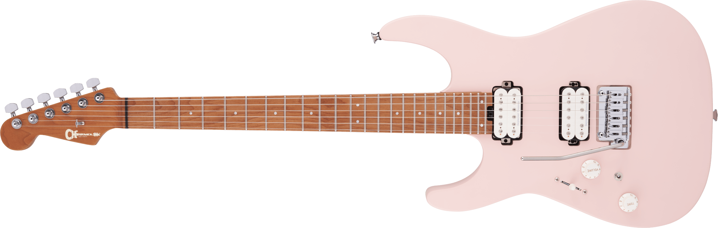 Charvel Left Handed Pro Mod DK24 HH 2PT CM Caramelized Fingerboard Satin Shell Pink 2961411519