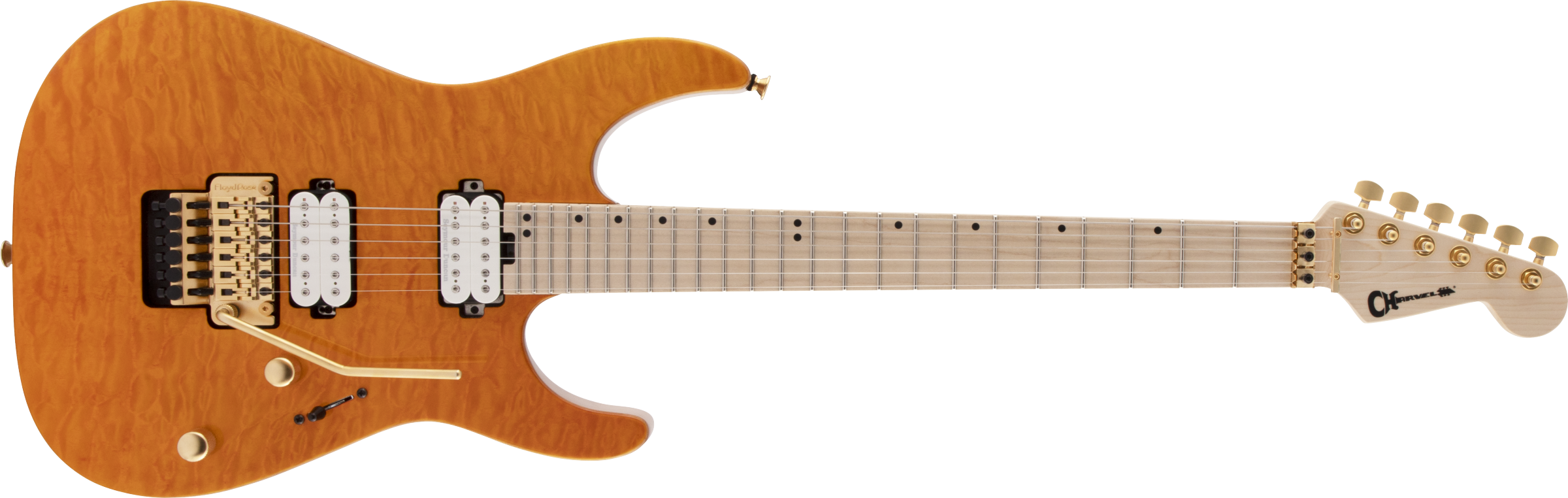 Charvel Pro-Mod DK24 HH FR M Mahogany with Quilt Maple Maple Fingerboard Dark Amber 2969431558 SERIAL MC24000636 - 7.4 LBS