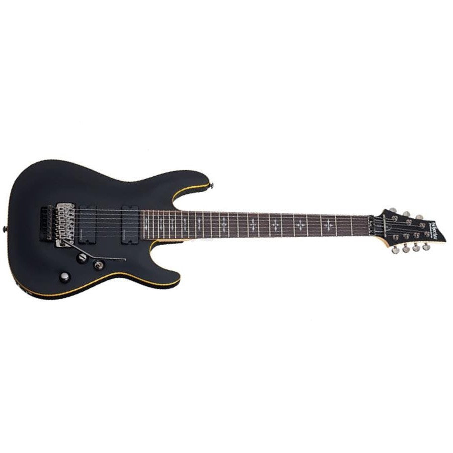 Schecter DEMON-7-FR-SBK 7 string Satin Black Guitar with Duncan Designed HB-105 3214-SHC