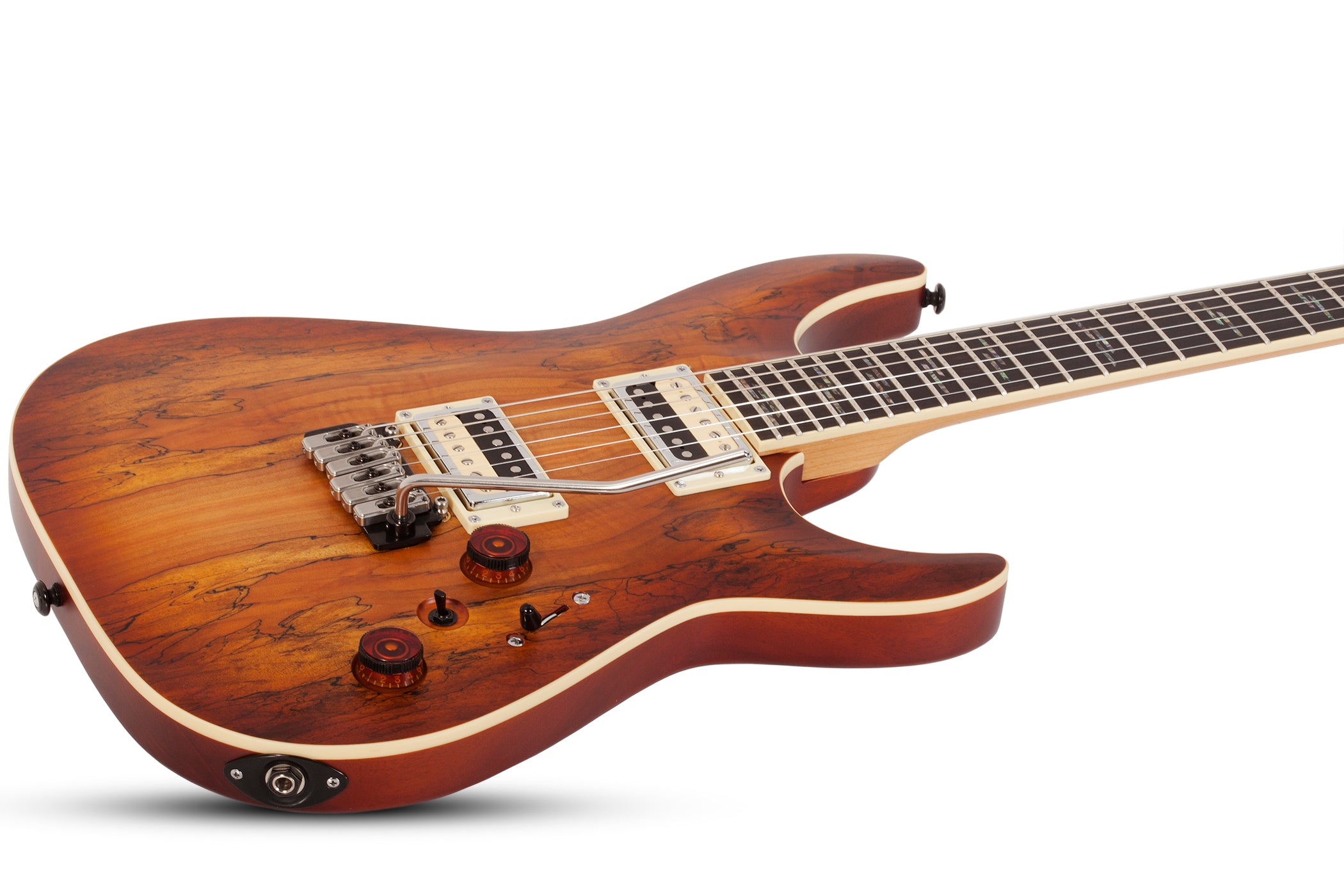 Schecter C-1 Exotic Spalted Maple Electric Guitar, Satin Natural Vintage Burst 3338-SHC