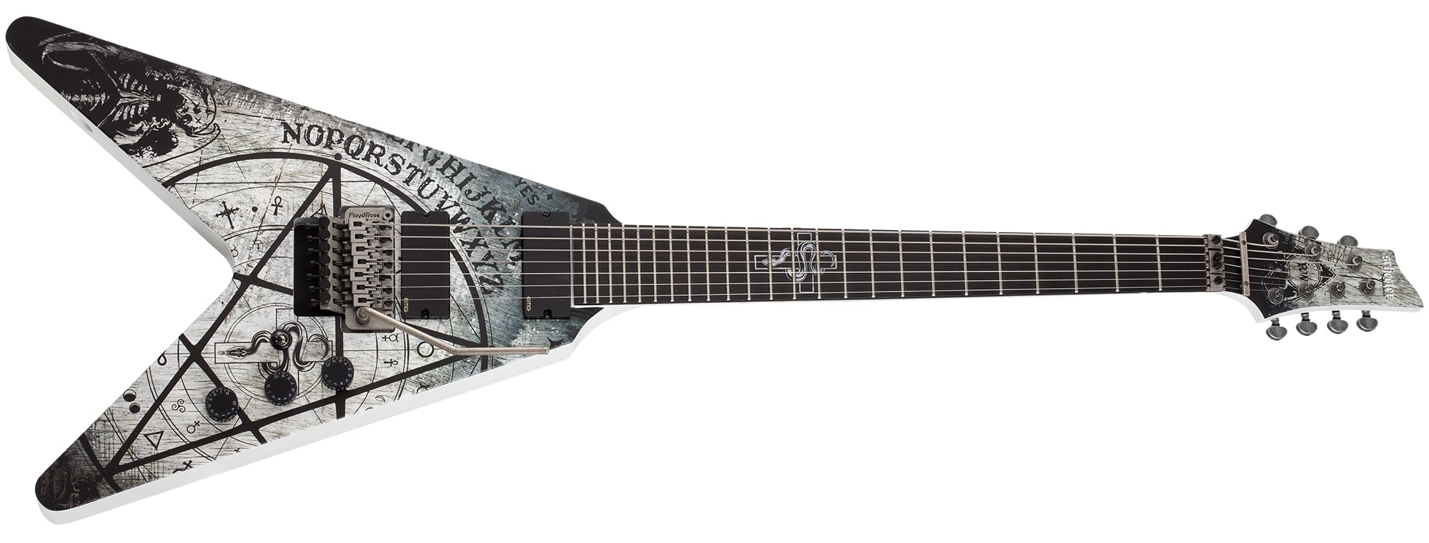 Schecter Randy Weitzel V-7 FR Electric Guitar, Satin White 335-SHC