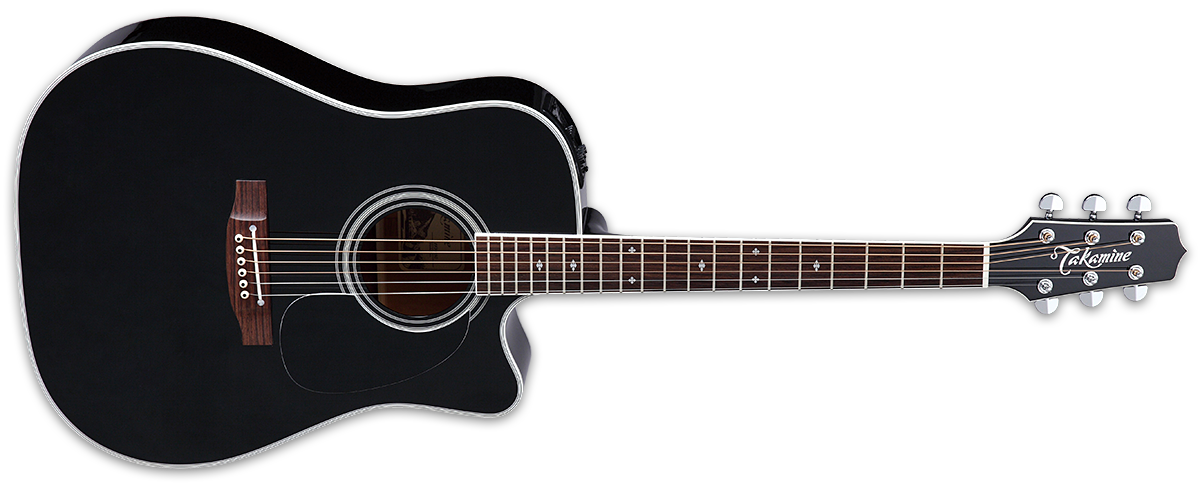 Takamine Pro Series EF341SC Dreadnought Acoustic Electric Guitar, Black with Case