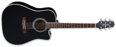 Takamine Pro Series EF341SC Dreadnought Acoustic Electric Guitar, Black with Case