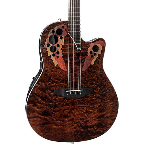 Ovation Celebrity Elite Acoustic-Electric Guitar Transparent Tiger Eye CE44P-TGE