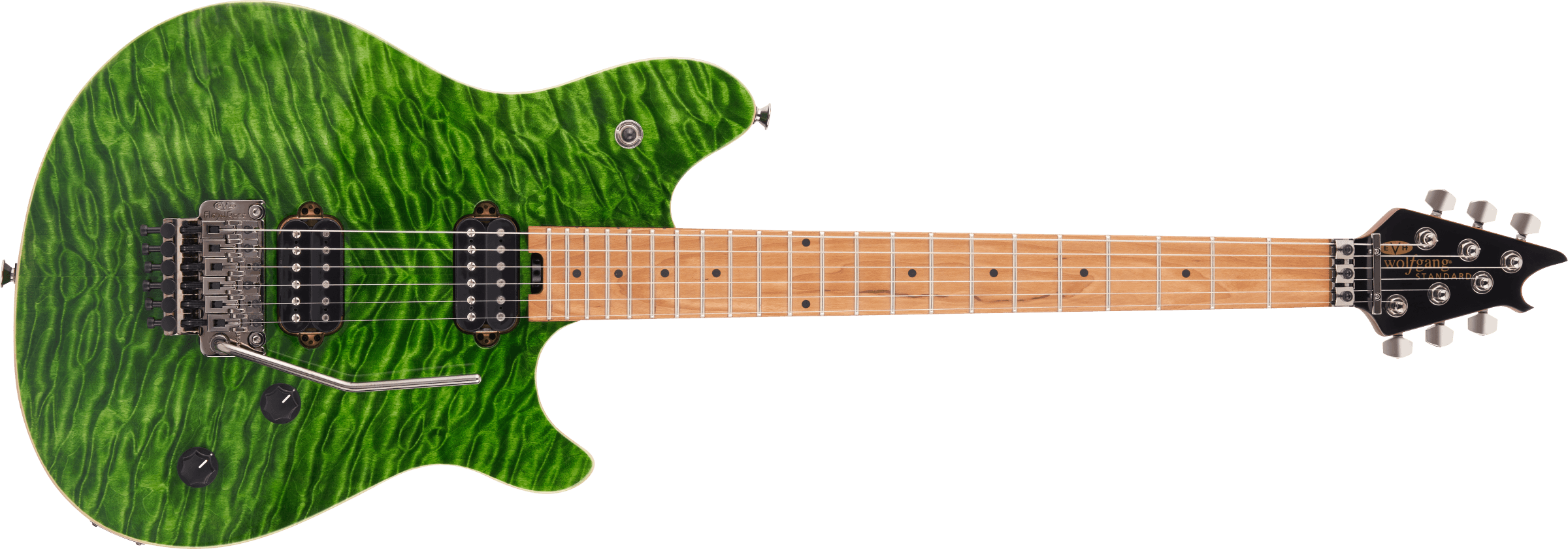 EVH Wolfgang Standard QM Baked Maple Fingerboard Transparent Green