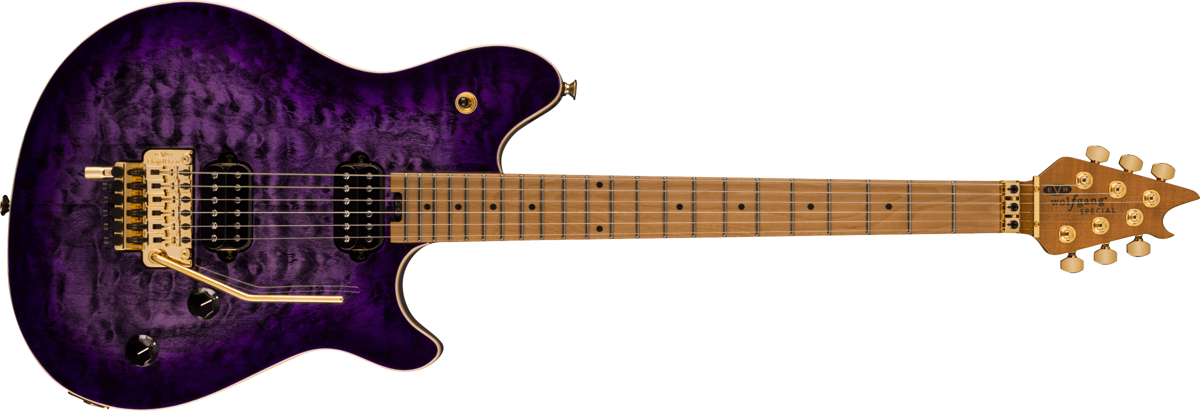 EVH Wolfgang Special QM Quilted Maple Top Baked Maple Fingerboard, Pur
