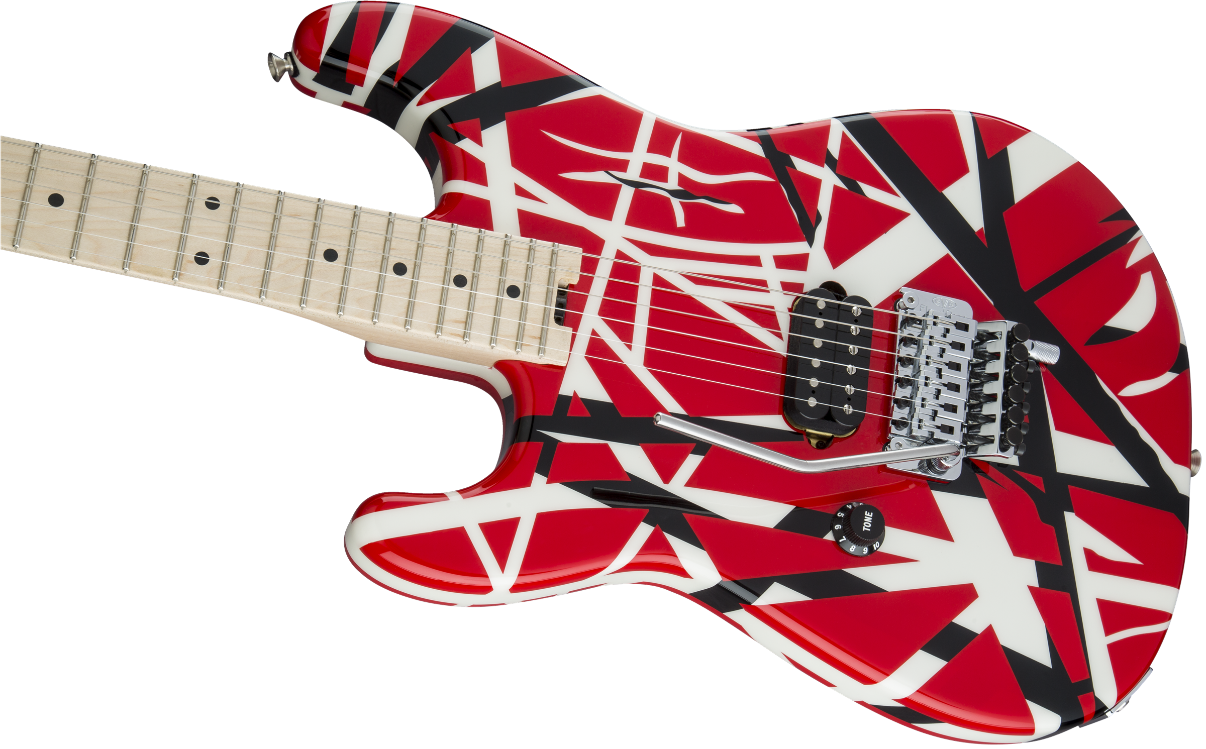 EVH Striped Series LEFT HANDED Red, Black, White, Maple Fingerboard, Red, Black and White Stripes 5107912503