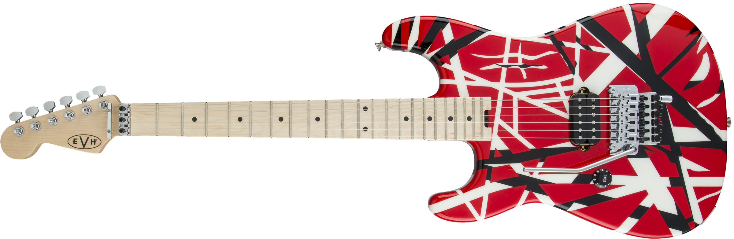 EVH Striped Series LEFT HANDED Red, Black, White, Maple Fingerboard, Red, Black and White Stripes 5107912503