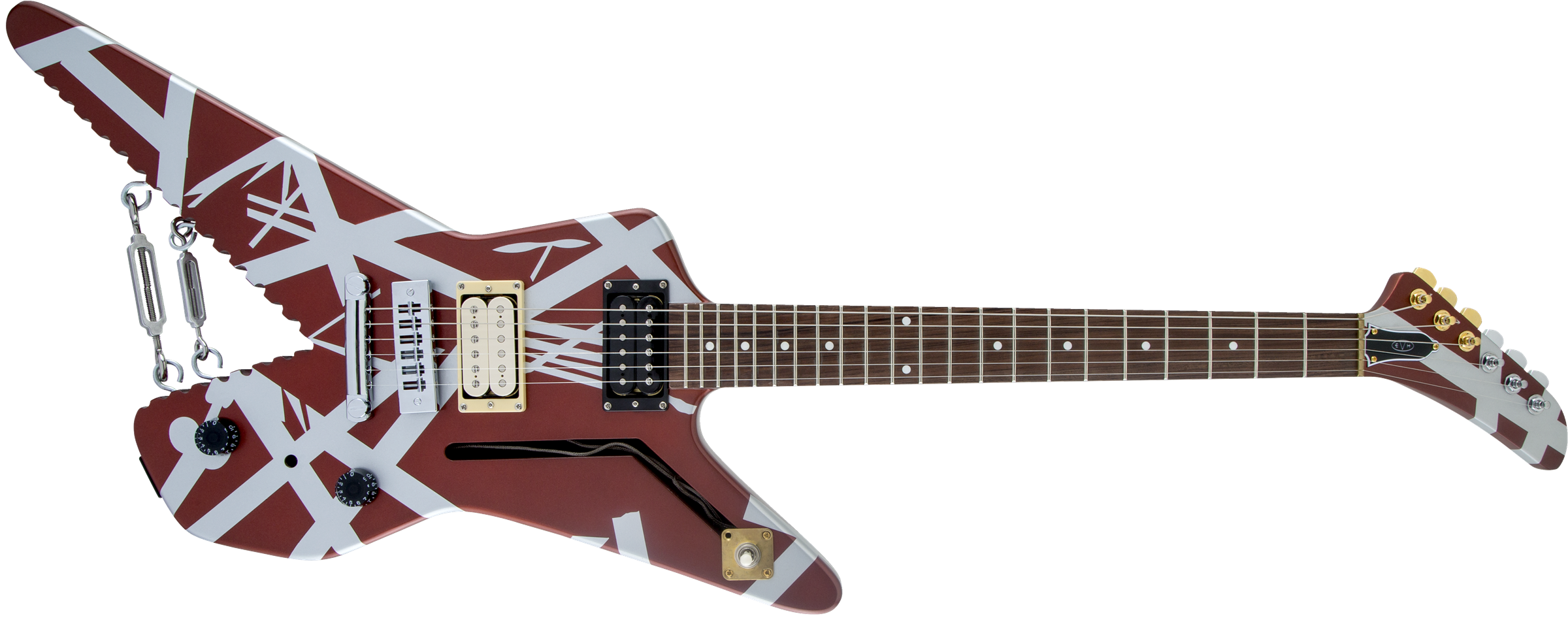 EVH Striped Series Shark Burgundy with Silver Stripes 5107922505