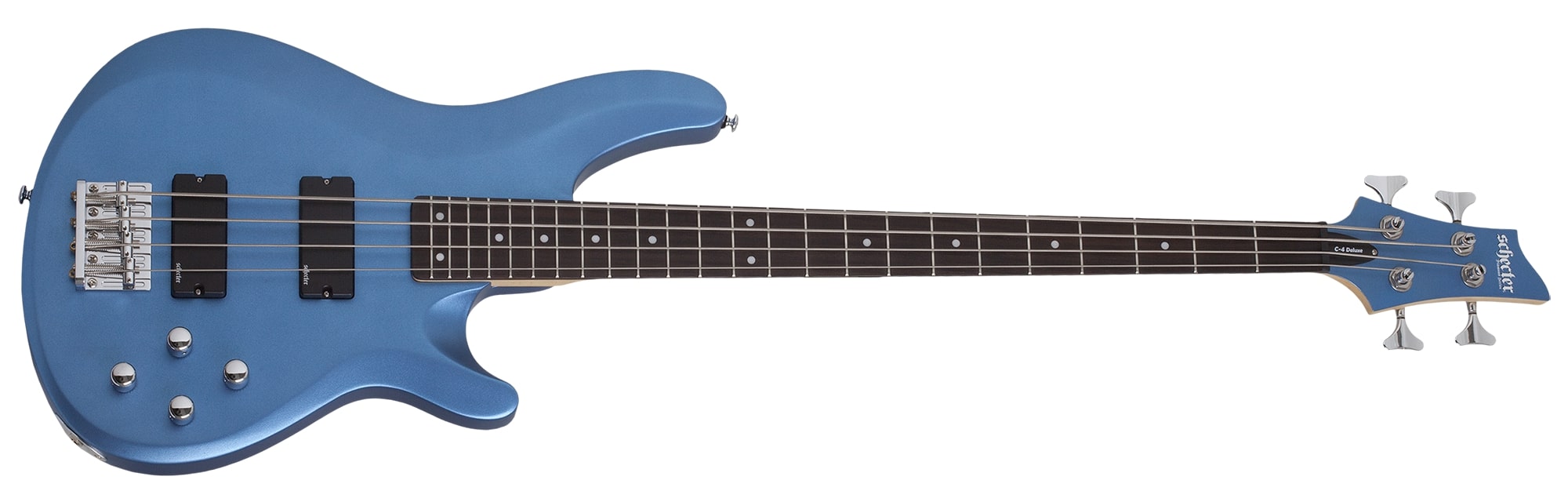 Schecter C-4 Deluxe 4-String Electric Bass, Satin Metallic Light Blue 585-SHC