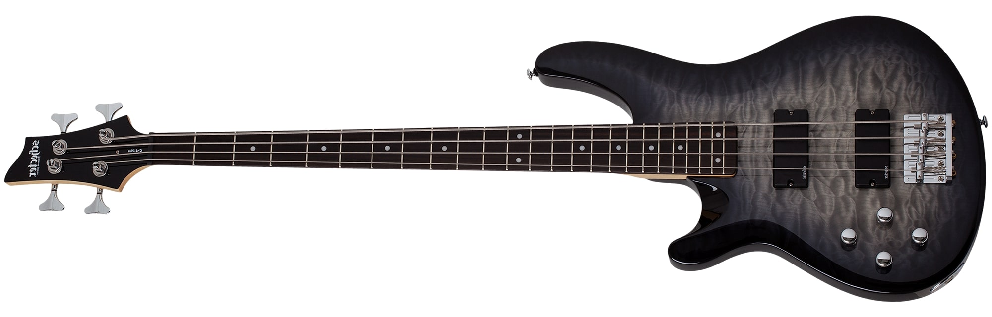 Schecter C-4 Plus 4-String Left-Handed Electric Bass, Charcoal Burst 597-SHC