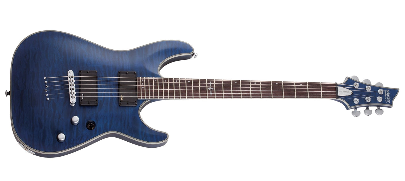 Schecter C-1 Platinum Electric Guitar W/ EMG PICKUPS See-Thru Midnight