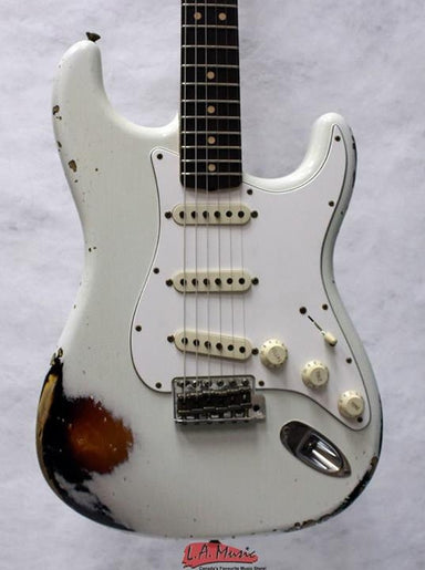 Fender Custom Shop L-Series 1964 Stratocatser Heavy Relic Rosewood Olympic White Over 3-Tone Sunburst 9231990001 - L.A. Music - Canada's Favourite Music Store!