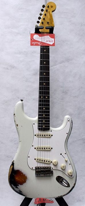 Fender Custom Shop L-Series 1964 Stratocatser Heavy Relic Rosewood Olympic White Over 3-Tone Sunburst 9231990001 - L.A. Music - Canada's Favourite Music Store!