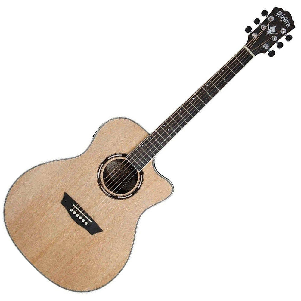 Washburn Apprentice Series Spruce Walnut Acoustic Guitar With Barcus Berry EQ, Gloss Item AG70CEK-A