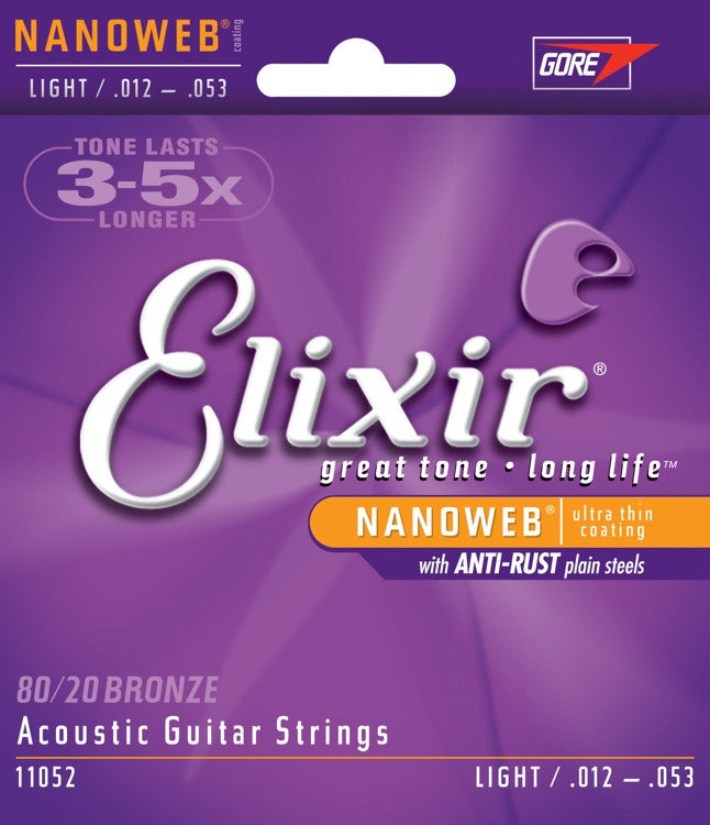 Elixir Acoustic Guitar 6 String NanoWeb Light 11052 L.A. Music