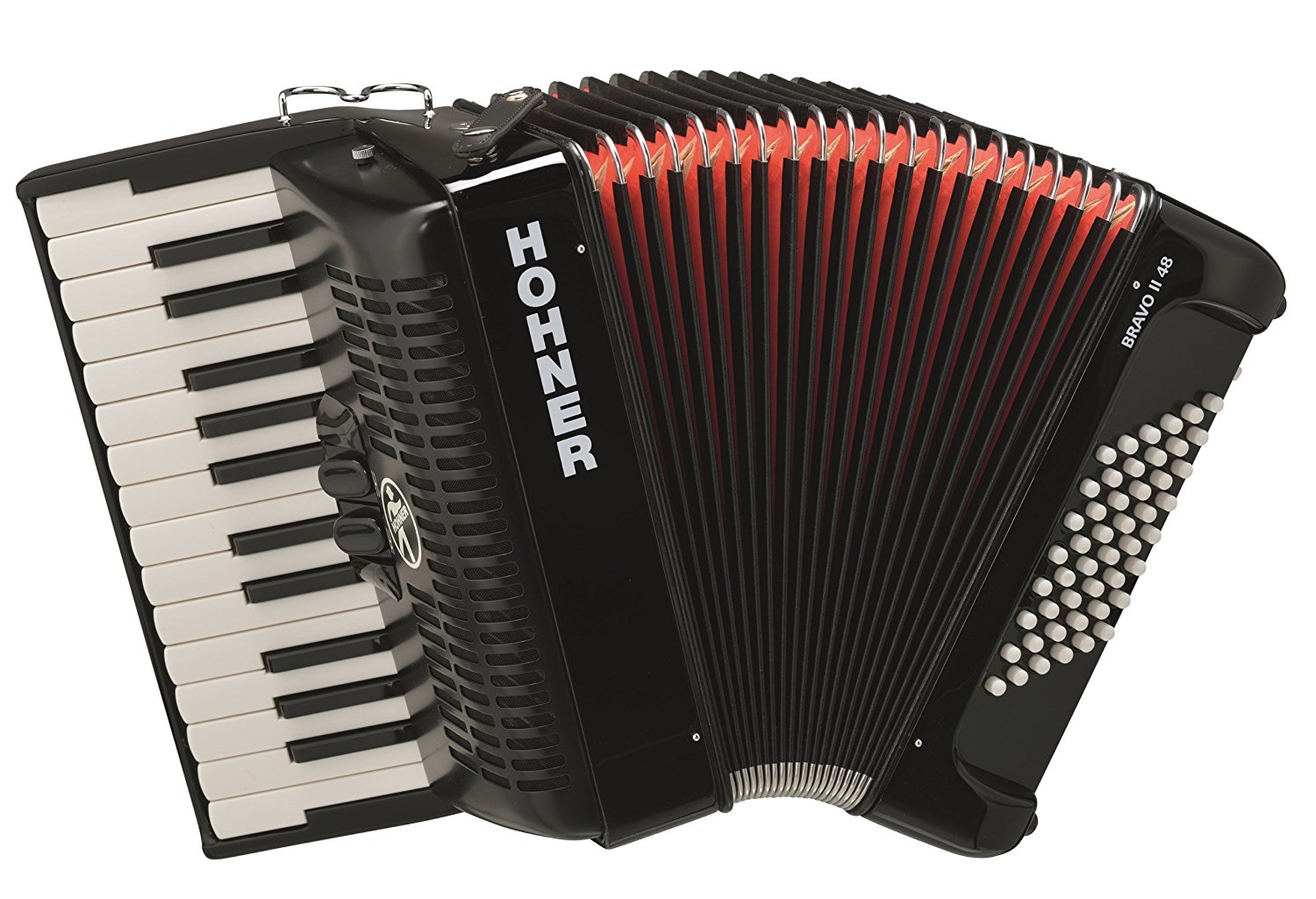 Hohner Bravo Piano Accordion 26 Key 48 Bass Black BR48B N