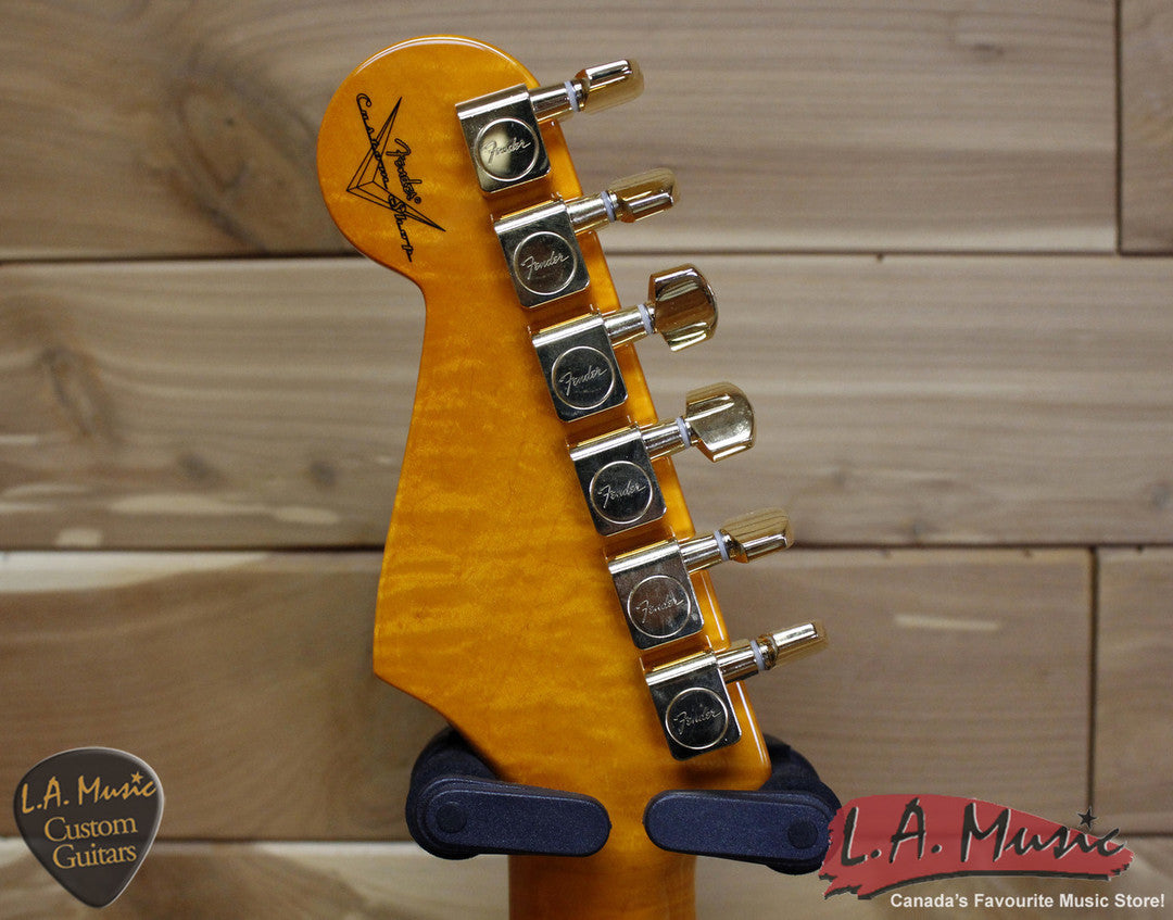 Fender Custom Shop Slab Body Stratocaster HSS Double Band Okume Flame Maple Lime Green Burst 9231006854 - L.A. Music - Canada's Favourite Music Store!