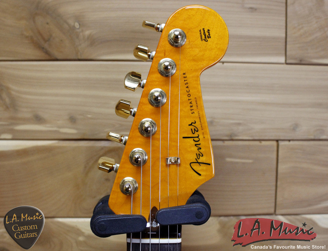 Fender Custom Shop Slab Body Stratocaster HSS Double Band Okume Flame Maple Lime Green Burst 9231006854 - L.A. Music - Canada's Favourite Music Store!