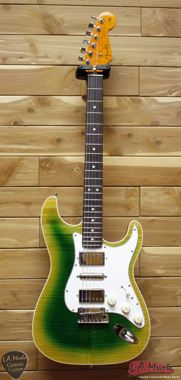 Fender Custom Shop Double Bound Slab Body HSH Stratocaster Lime Green Burst 9231006857 - L.A. Music - Canada's Favourite Music Store!