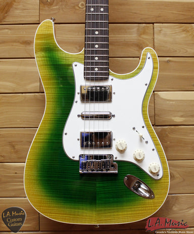 Fender Custom Shop Double Bound Slab Body HSH Stratocaster Lime Green Burst 9231006857 - L.A. Music - Canada's Favourite Music Store!