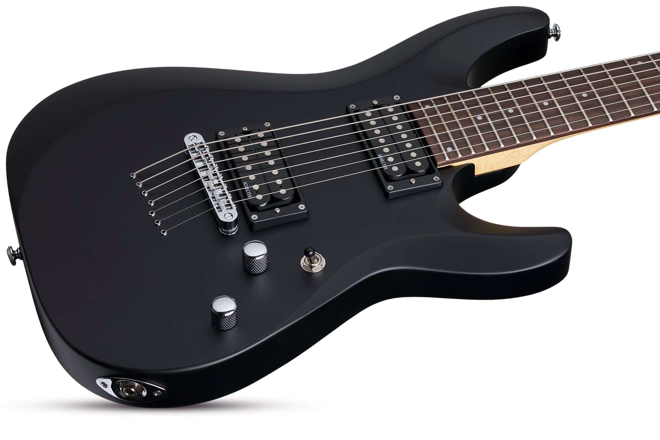 Schecter C-7-DELUXE-SBK Satin Black 7 String Guitar with Schecter Diamond Plus 437-SHC