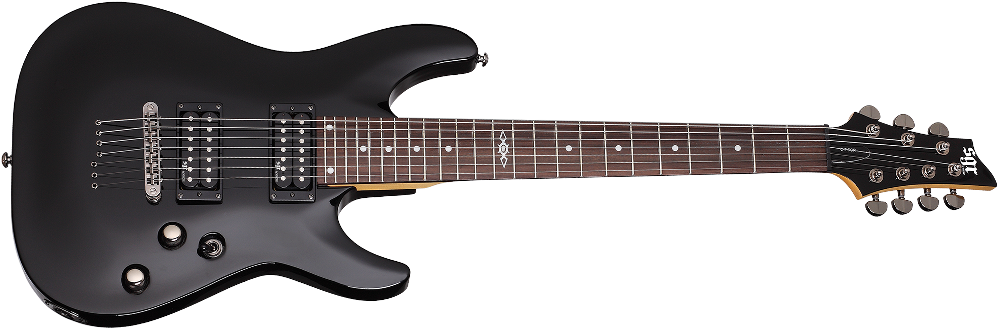 Schecter SGR 7 String Electric Guitar Midnight Satin Black 3822-SHC