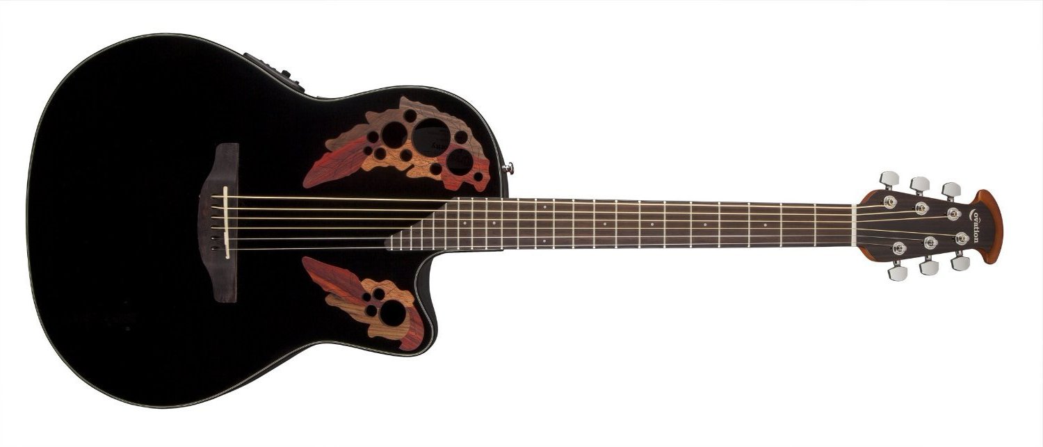 Ovation Acoustic-Electric Guitar, Black CE44-5 — L.A. Music