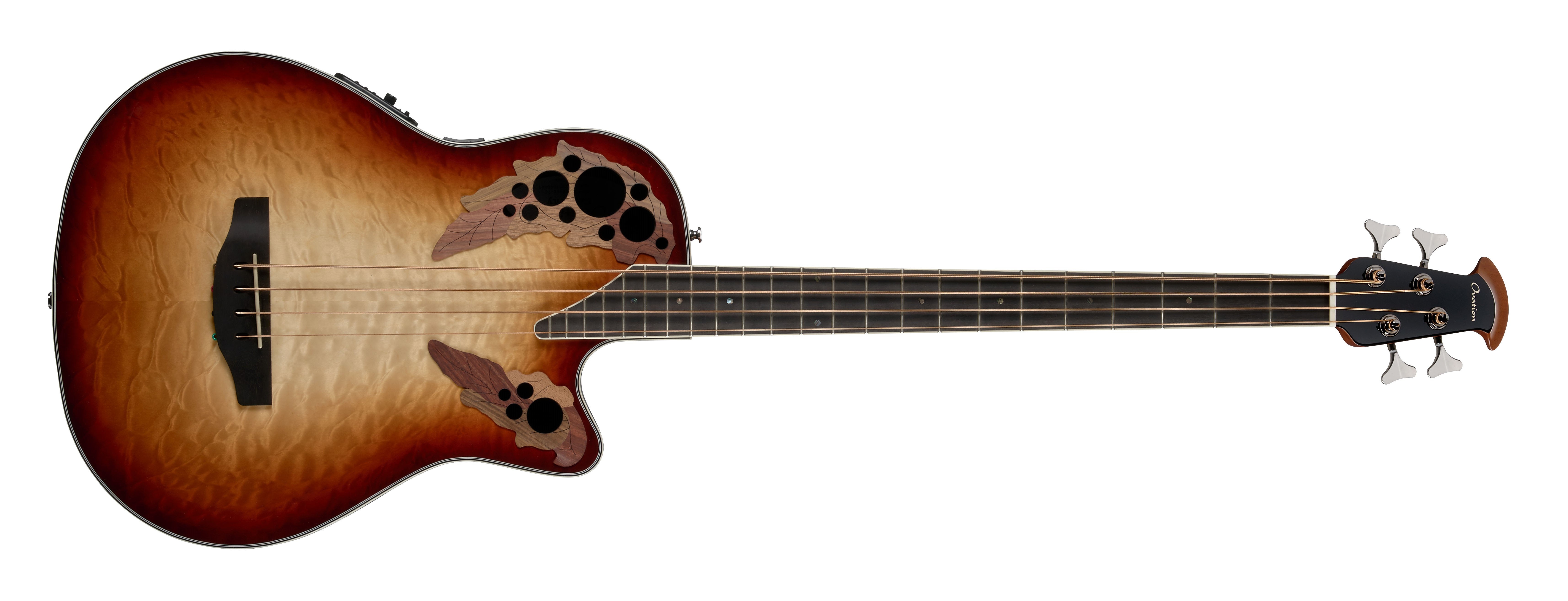 Ovation Celebrity Elite Exotic Mid Quilt Maple Acoustic / Electric Bass, Cognac Burst / Natural Gloss CEB44X-7C