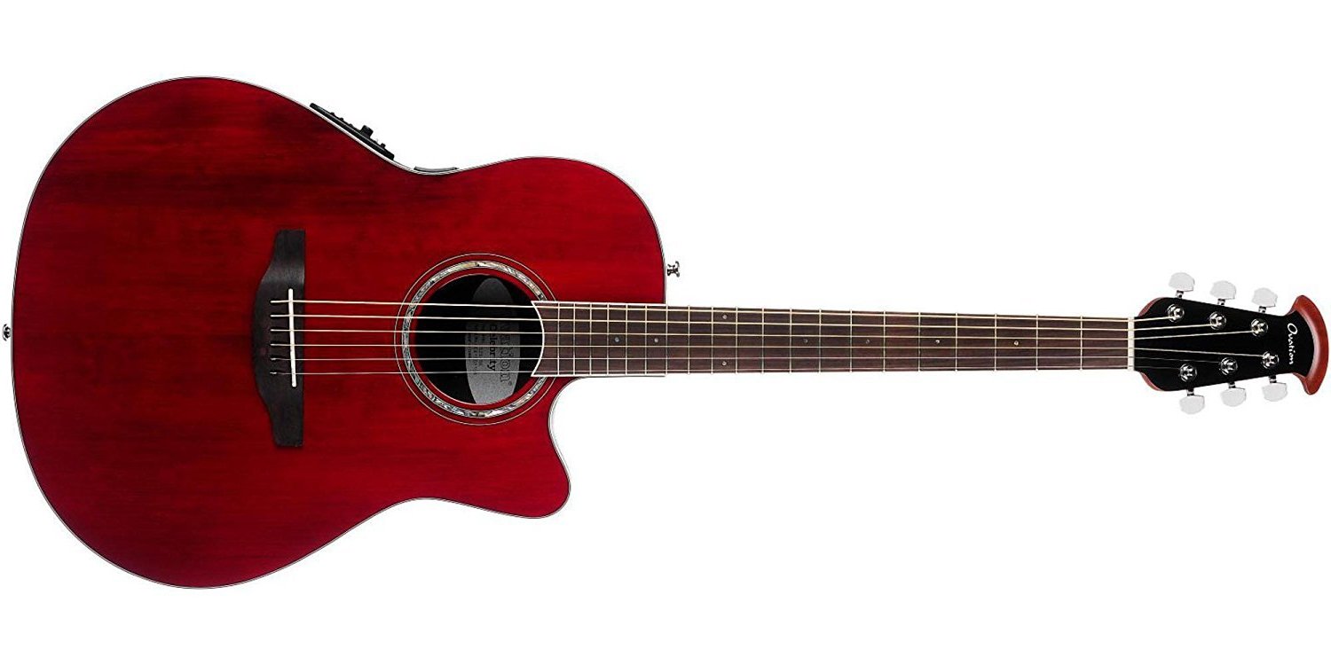 Ovation Celebrity Standard Super Shallow Acoustic-Electric Guitar, Ruby Red CS28-RR