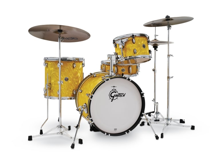 Gretsch Drums Catalina Club Jazz 4 Piece Shell Pack With 18" Bass Drum, Yellow Satin Flame CT1-J484-YSF