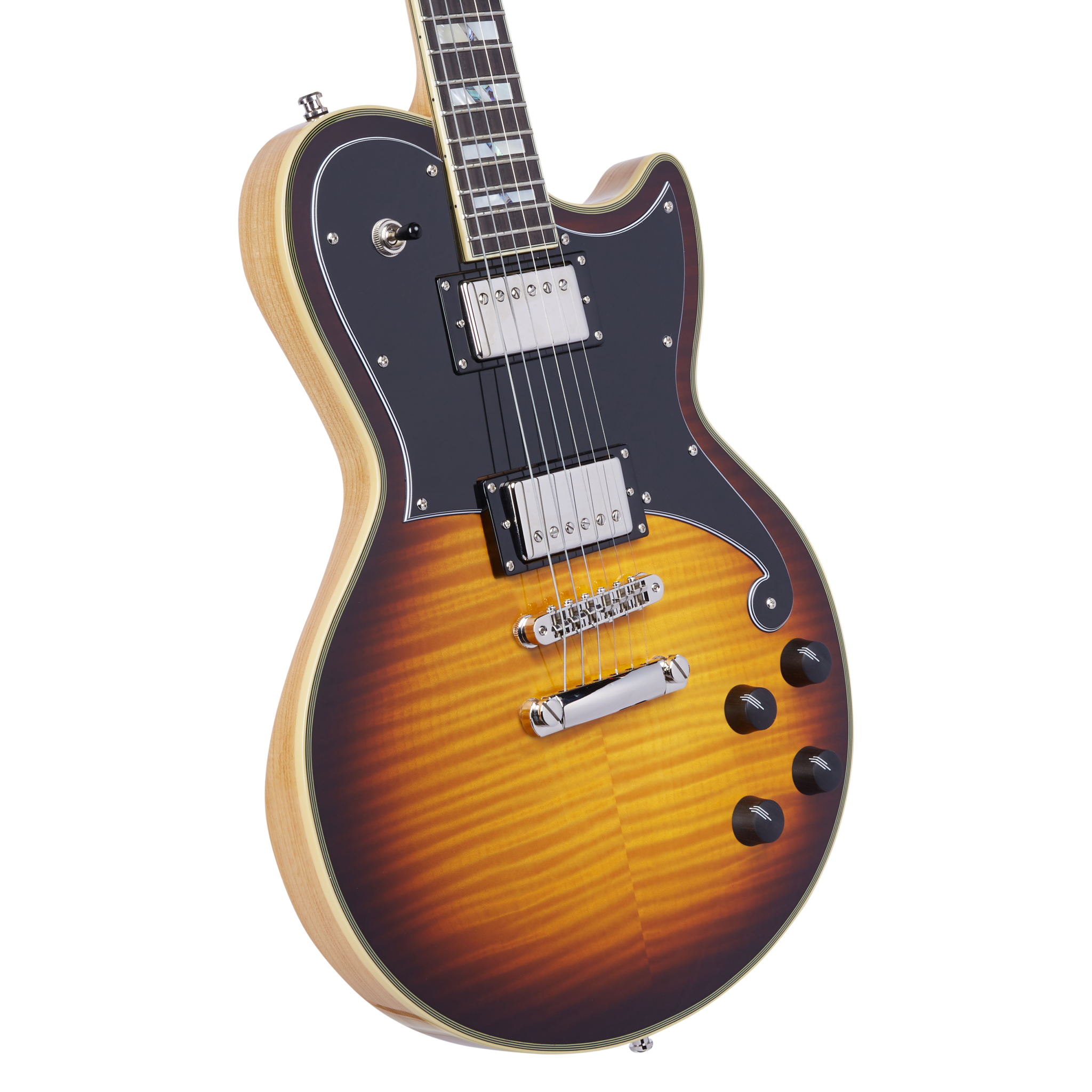 D'Angelico Deluxe Atlantic Electric Guitar With Stopbar Tailpiece Vintage Sunburst DADATLVSBNS