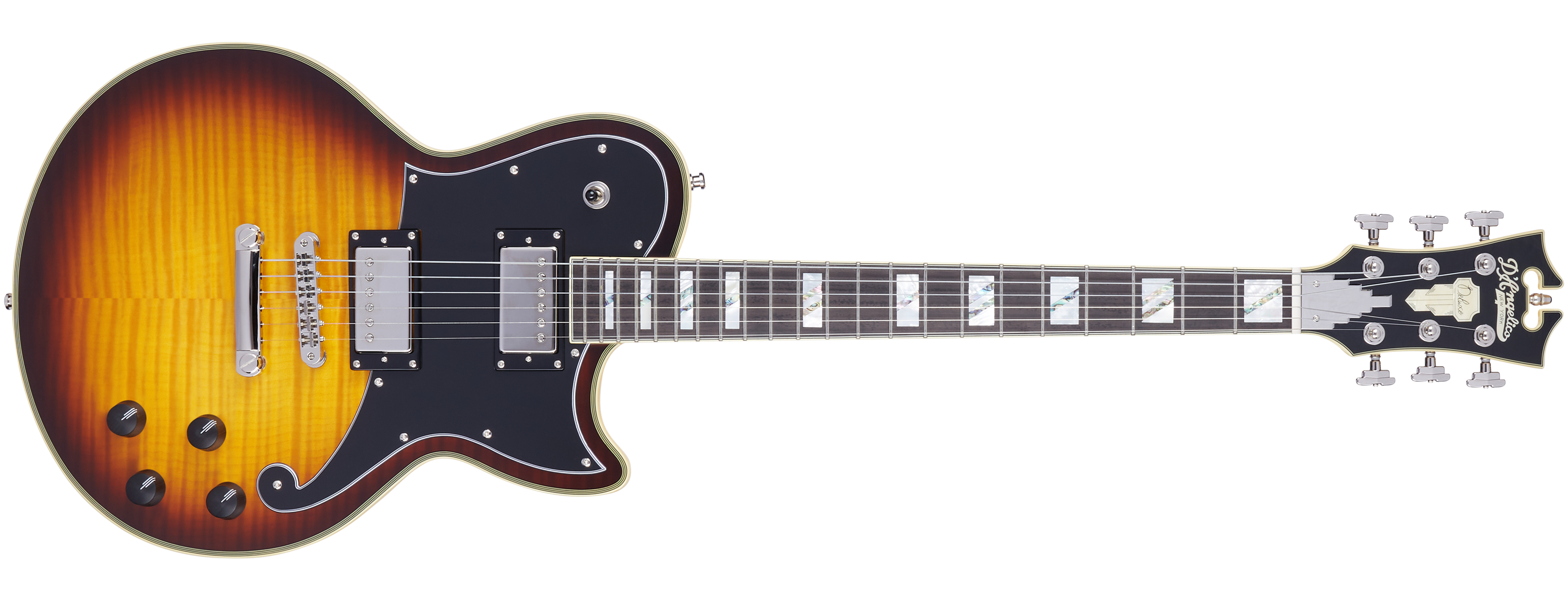 D Angelico Deluxe Atlantic Electric Guitar With Stopbar Tailpiece Vintage Sunburst DADATLVSBNS