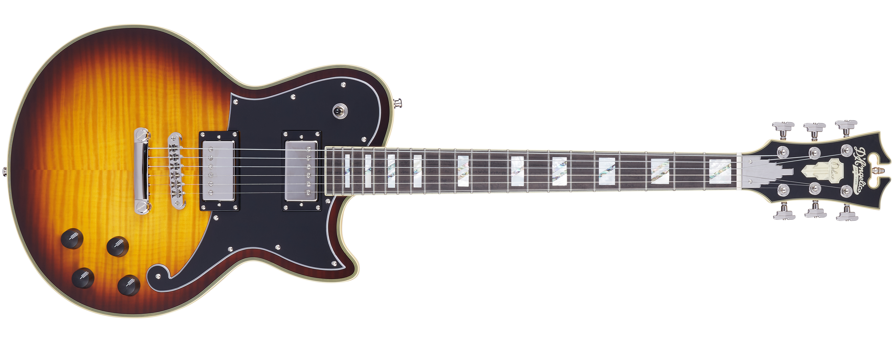 D'Angelico Deluxe Atlantic Electric Guitar With Stopbar Tailpiece Vintage Sunburst DADATLVSBNS