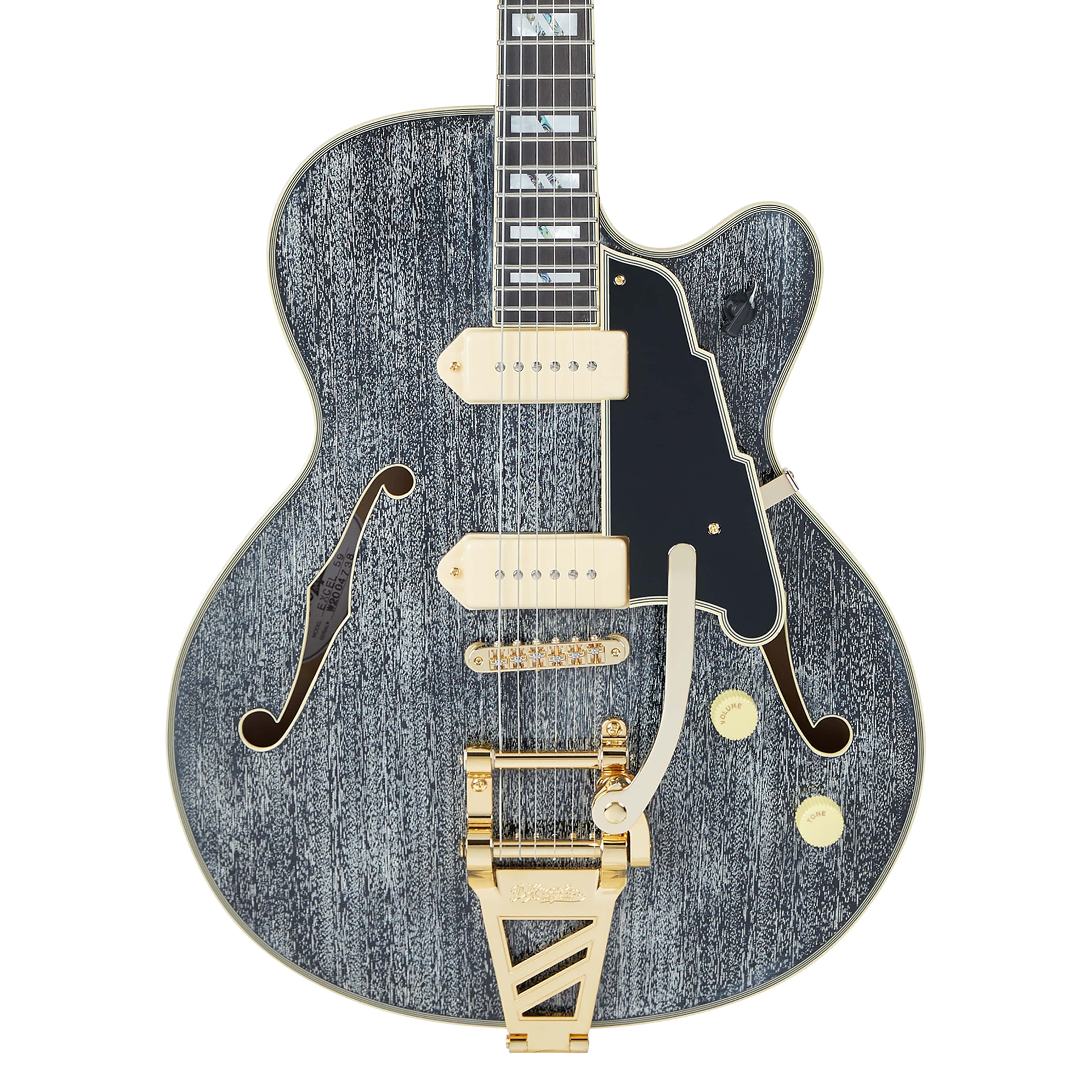 D'Angelico Excel 59 Hollowbody Electric Guitar With Shield Tremolo Black Dog DAE59BDGTR