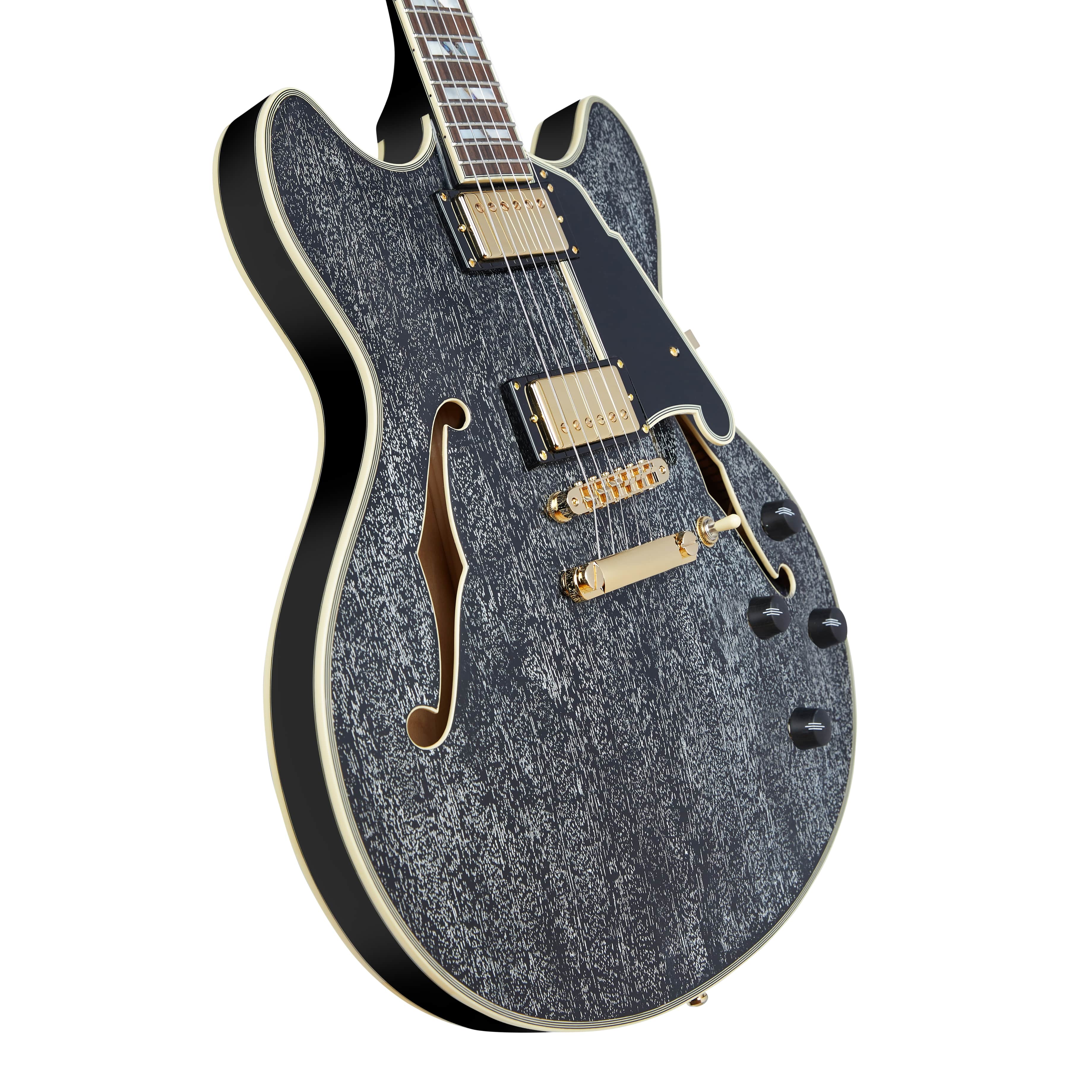 D'Angelico Excel DC Semi-hollowbody Electric Guitar With Stopbar Tailpiece Black Dog DAEDCBDGS