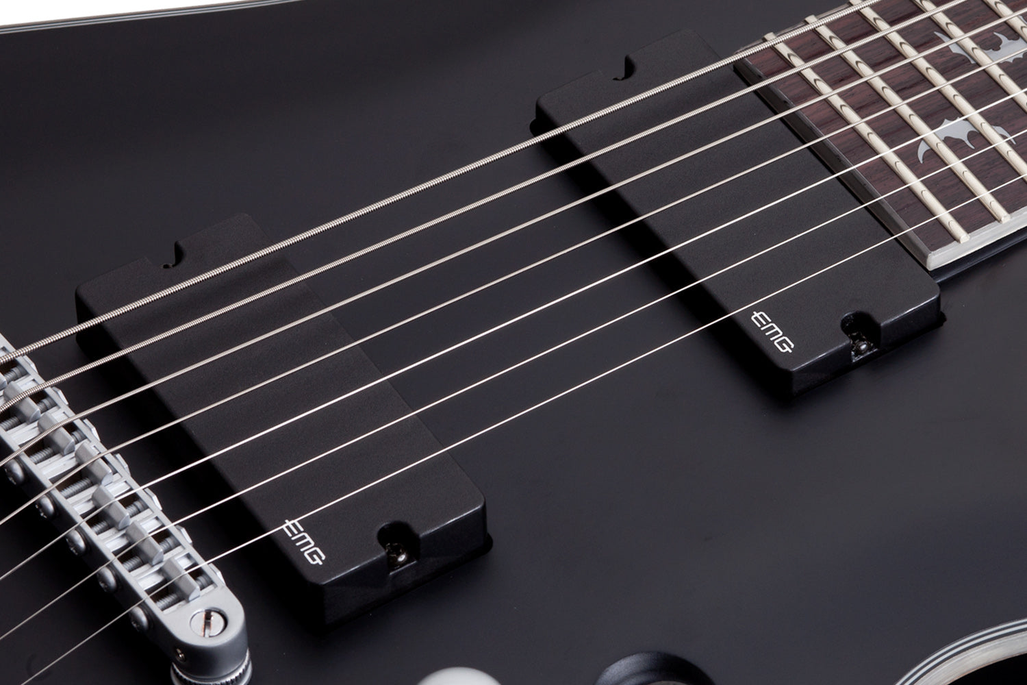 Schecter Damien Platinum Series DAMIEN-PLAT-7-SBK Satin Black 7 String Guitar with EMG 81/85 Pickups 1185-SHC