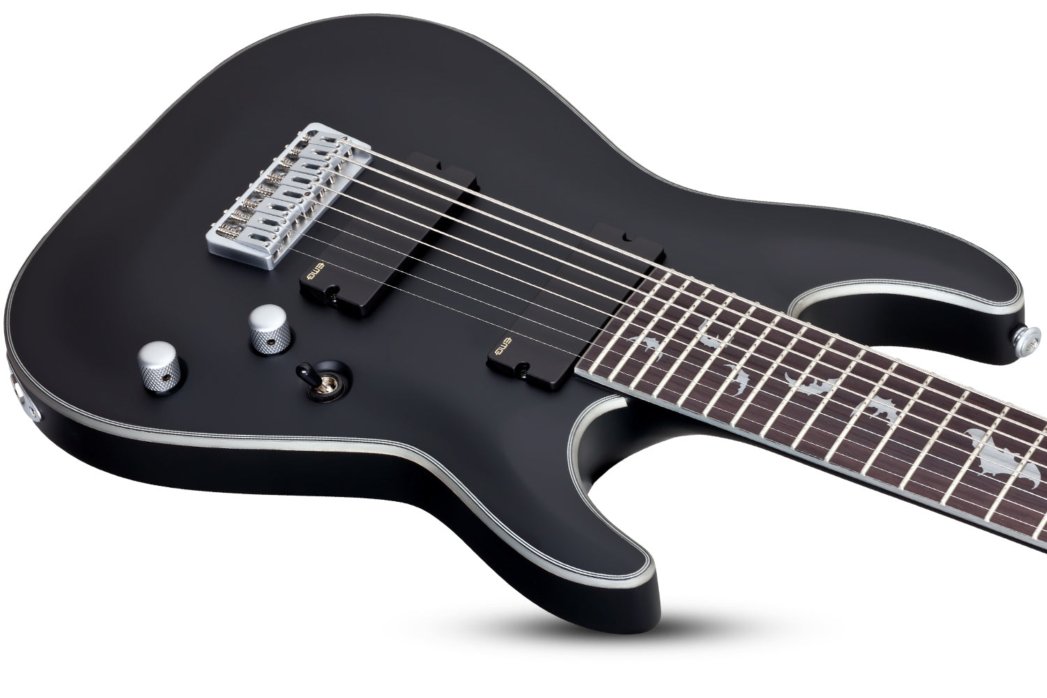 Schecter Damien Series DAMIEN-PLAT-8-SBK Satin Black 8 String Guitar with EMG 81, 85 Pickups 1187-SHC
