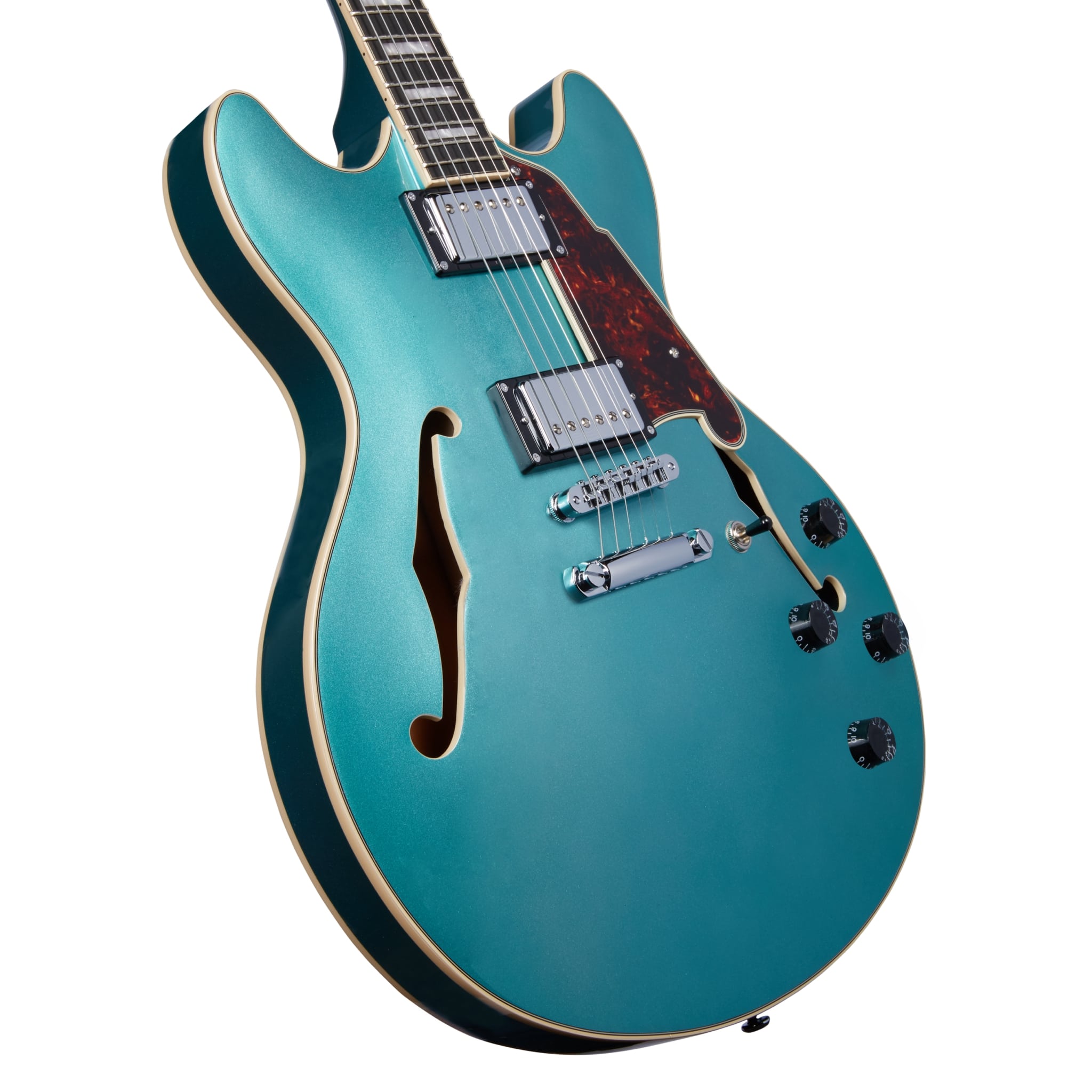 D'Angelico Premier DC Semi-hollow Electric Guitar With Stopbar Tailpiece, Ocean Turquoise DAPDCOTCSCB