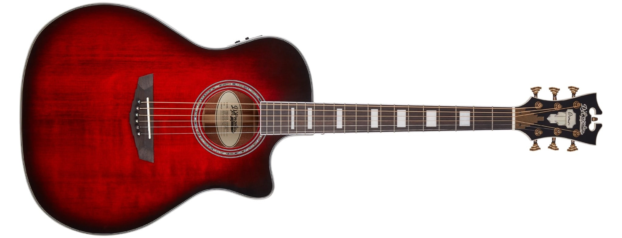 D'Angelico Premier Gramercy Acoustic / Electric Guitar, Trans Black Cherry Burst DAPG200TBCBAPS