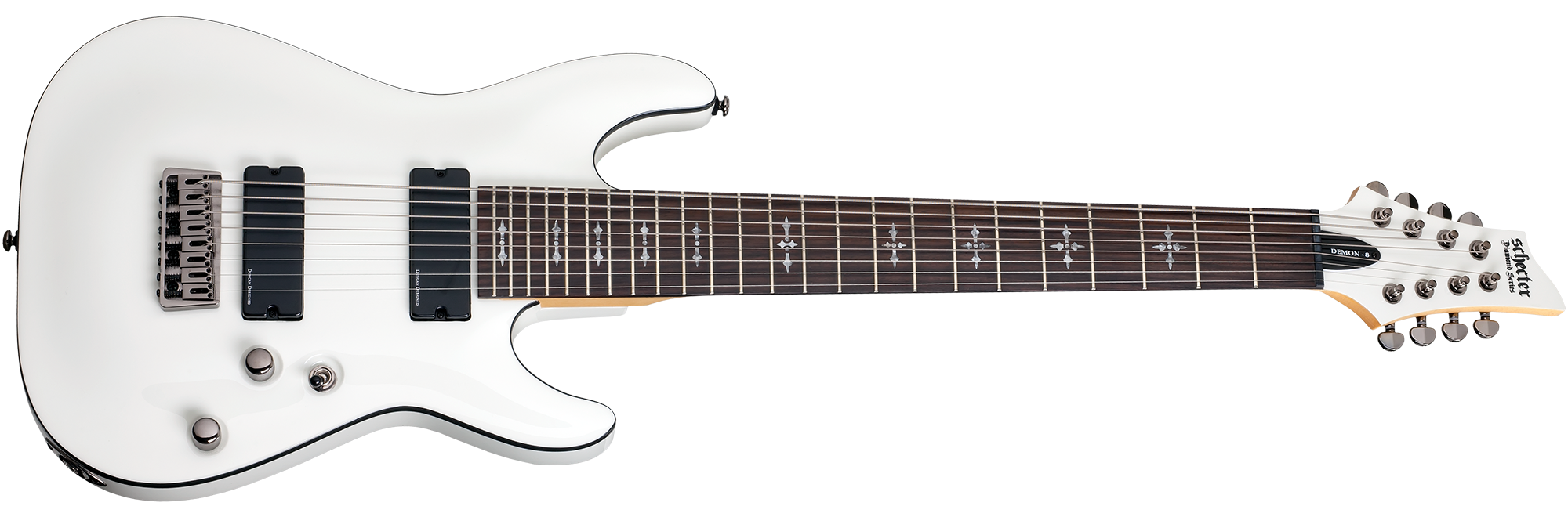Schecter DEMON-8-VWHT Vintage White 8 String Guitar with Duncan Schecter DEMON-8-VWHT Vintage White 8 String Guitar with Duncan