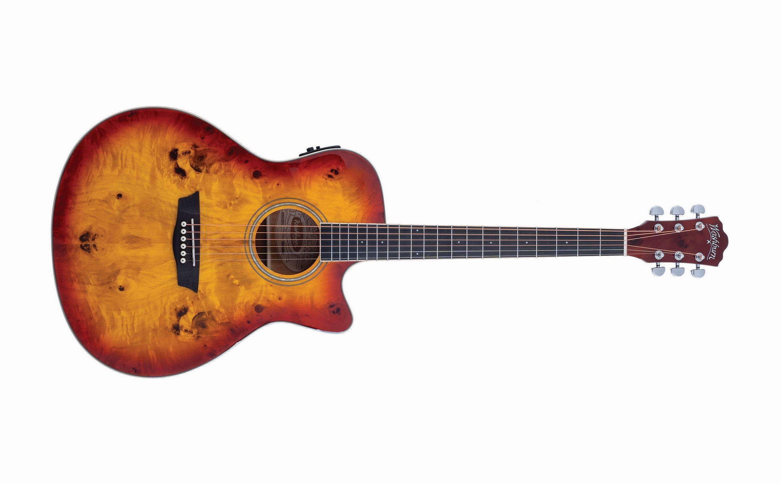 Washburn Deep Forest Burl Grand Auditorium Acoustic-Electric Guitar, Amber Fade DFBACEA