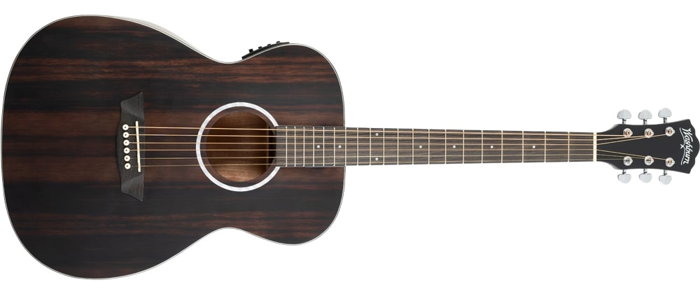 Washburn Deep Forest Folk Acoustic Electric Guitar Striped Ebony DFEFE