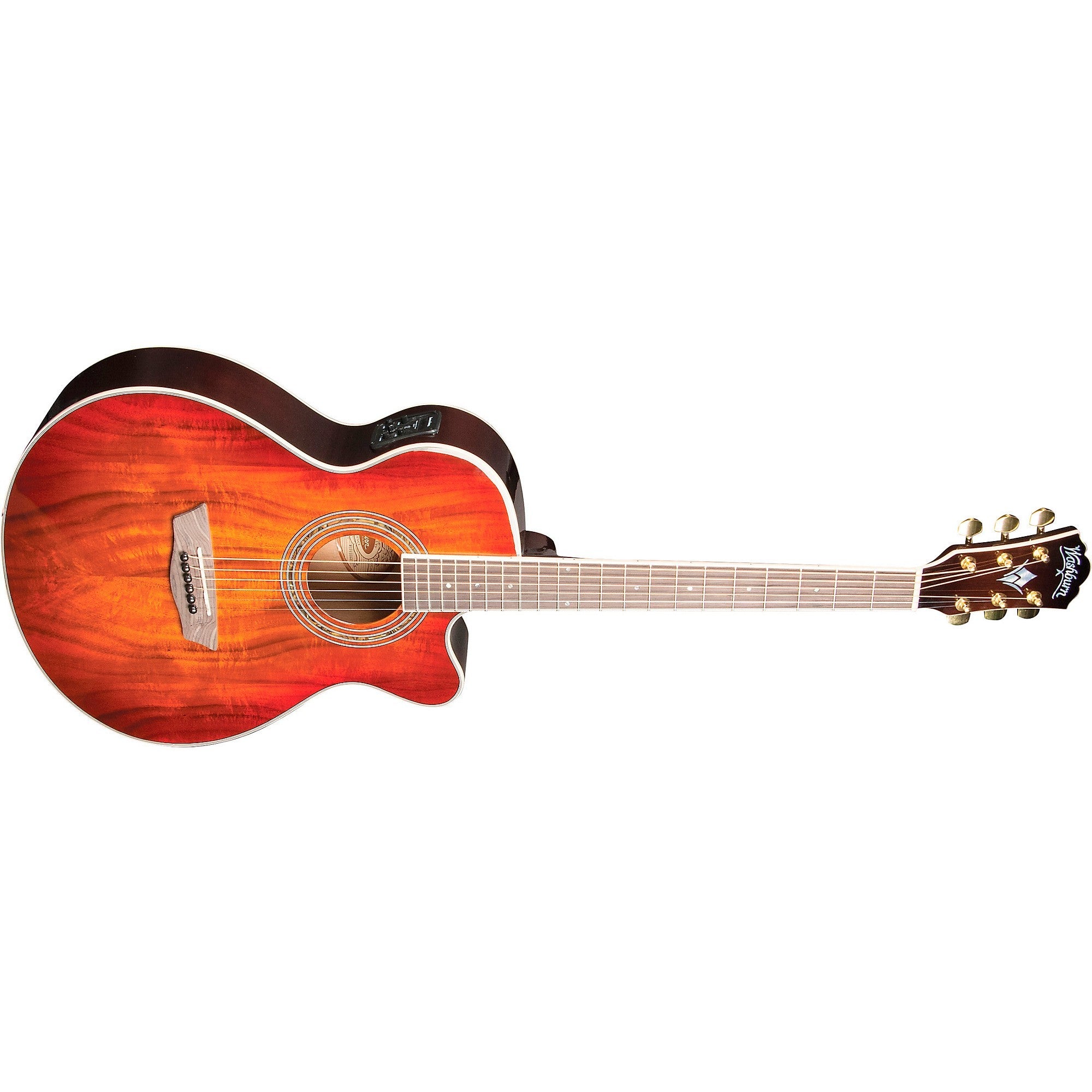 Washburn Festival Series Mini Jumbo Acoustic / Electric Guitar, Koa Burst Gloss EA55G-A